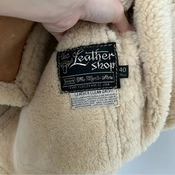 The Leather Shop Ranchers Jacket Coat Sherpa VTG Sears suede luxury quality - Picture 5 of 8